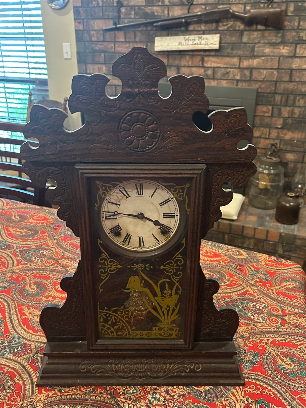 Antique 19th Century Gingerbread Mantel Clock-William L. Gilbert Clock Company
